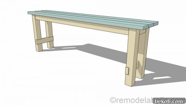 Guide on how to position the assembled tabletop onto the frame of the no-nails console table, demonstrating the final structural integration. Plans by @Remodelaholic