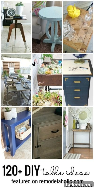 Discover 120+ inspiring DIY table ideas for every room and style, featured on Remodelaholic.com, perfect for enhancing your home decor.