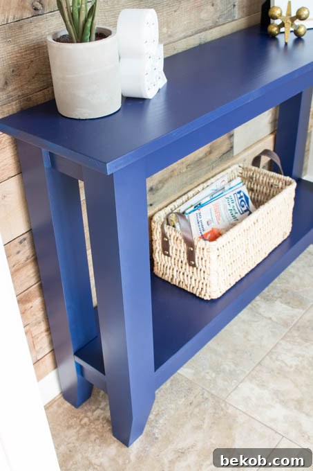 DIY narrow hallway table, a space-saving solution by Addicted 2 DIY, perfect for tight entryways or corridors.