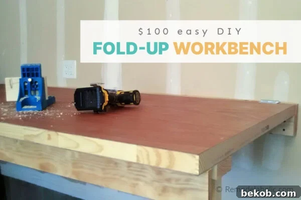 DIY Folding Workbench Fold Up Work Table For The Garage Remodelaholic