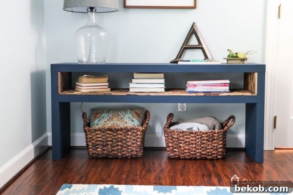 Stunning IKEA LACK hack console table by Designer Trapped in a Lawyer's Body