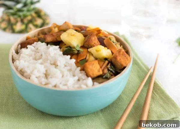 Pina Colada Tofu Bowls with Coconut Rice - a tropical escape for your dinner plate.