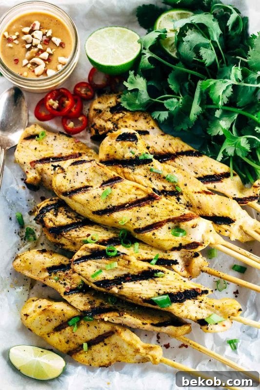 Coconut Curry Chicken Satay Recipe with Peanut Sauce - a taste of Thailand, made fast.