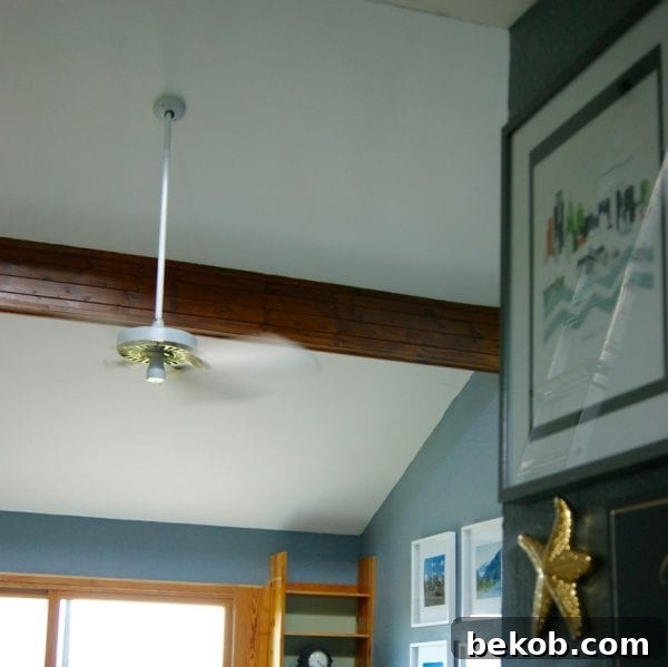 Comparison of light bookshelf and dark gel stained beam