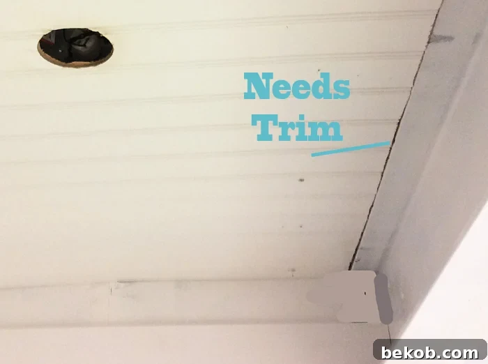Beadboard Ceiling Installation Before Trim