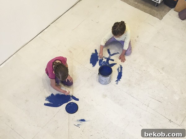 Ultimate Master Bedroom Oasis 10 Children happily painting the subfloor of the master bedroom with various colors