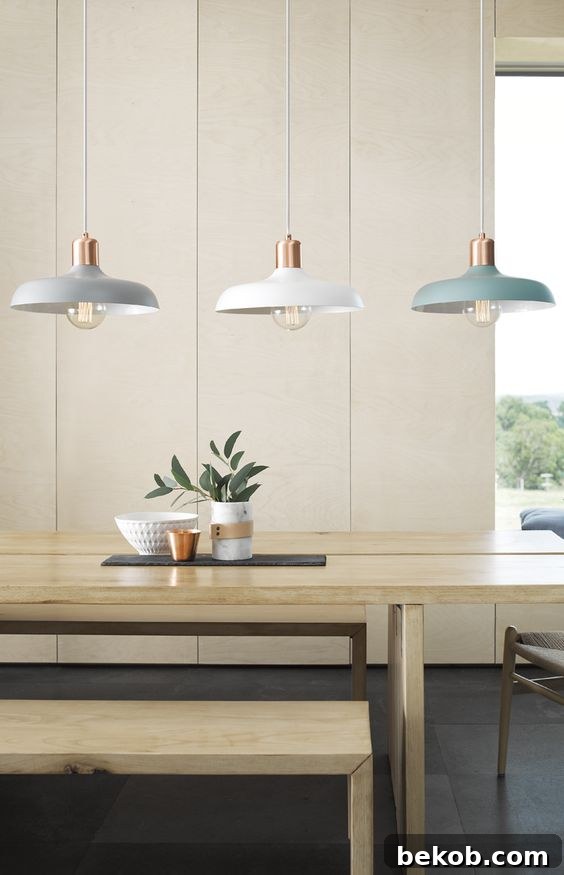 Beacon Lighting - Copper Pendant Light in a Mint Kitchen Setting