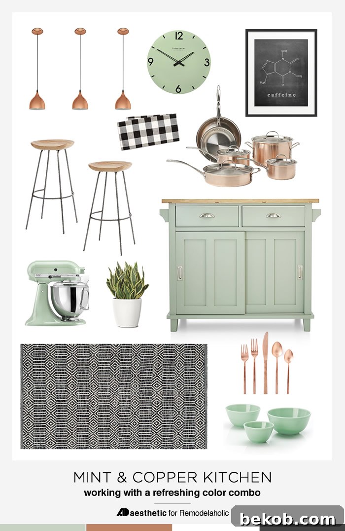 AD Aesthetic Moodboard: Create a beautiful, modern and fresh mint and copper kitchen