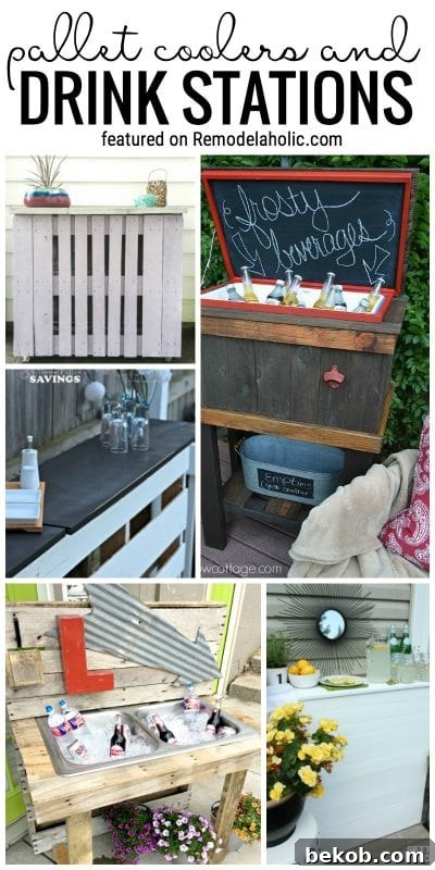 Pallets are a great way to start a project for your yard or garden! Try one of these outdoor pallet projects, like these smart pallet coolers and drink stations. Featured on Remodelaholic.com