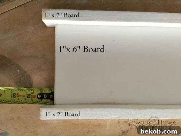 Assembled craftsman door header with layered trim for visual depth.