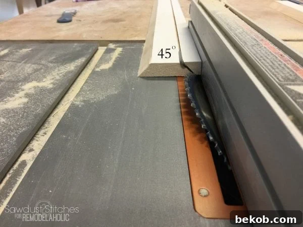 The 1x4 boards, once cut with 45-degree angles, assembled to form a hollow rectangular corbel.