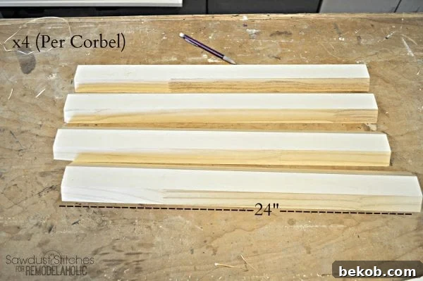 Assembling the corbel pieces with instant-set glue for a strong, hidden joint.