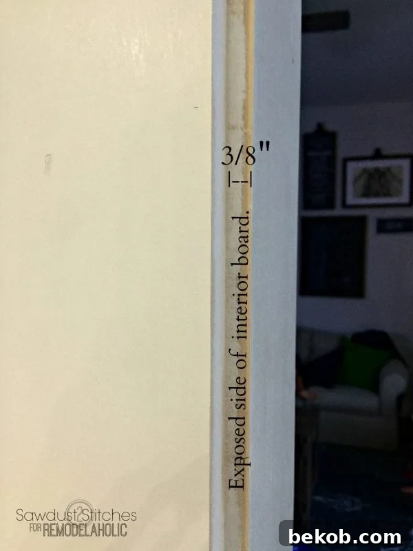 Installing the exterior side casing boards with a precise 3/8-inch offset for a craftsman aesthetic.