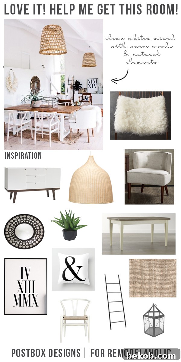 Boho Chic Dining Room Design Inspiration and Tips for Pinterest. A visually appealing collage featuring elements of the design, perfect for sharing and saving ideas.