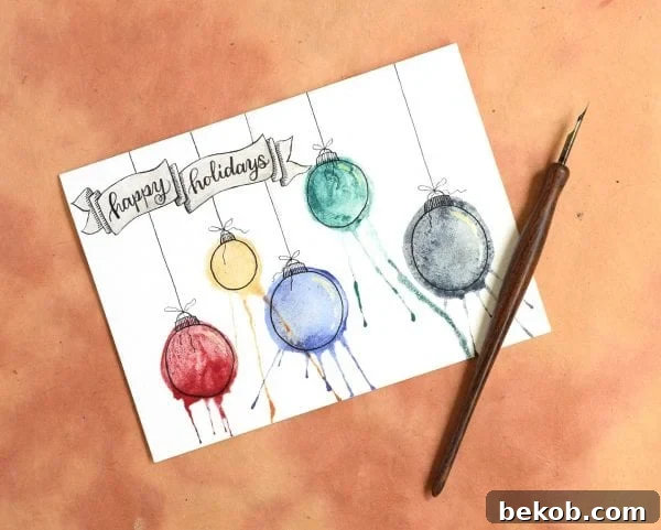 Simple Christmas Card Crafts to Make This Year 13 Artistic Ornament Themed Christmas Cards