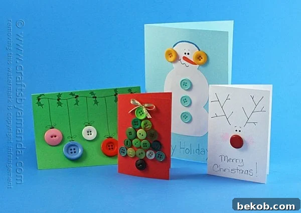 Simple Christmas Card Crafts to Make This Year 9 Homemade Button Christmas Cards