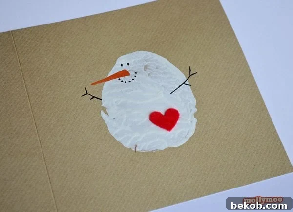 Simple Christmas Card Crafts to Make This Year 10 Snowman Potato Printed Christmas Card