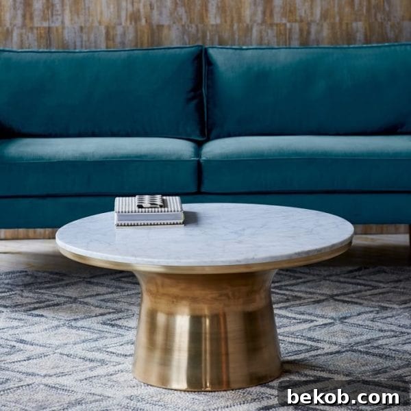 Neutral Living Room Marble Pedestal Coffee Tabl