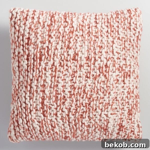 Neutral Living Room Rust Chunky Knit Throw Pillow