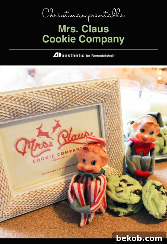Vintage Mrs. Claus Cookie Company Printable Art for Christmas Kitchen Decor or Gift Tags