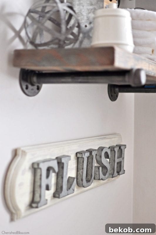 DIY Industrial Farmhouse Bathroom Sign