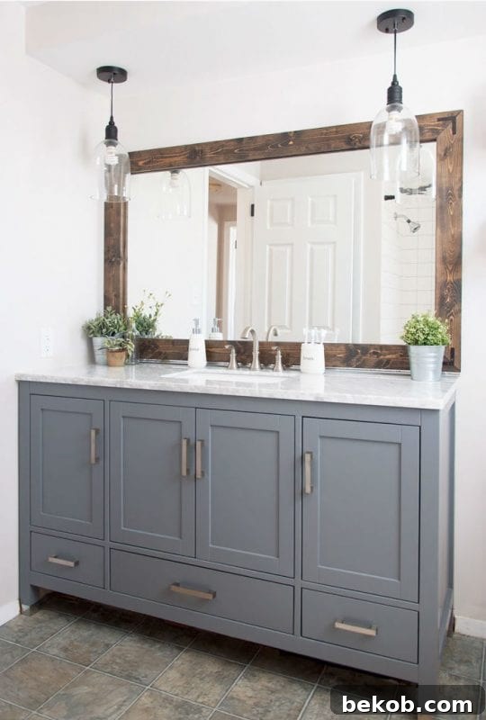 Farmhouse Bathroom Mirror Tutorial